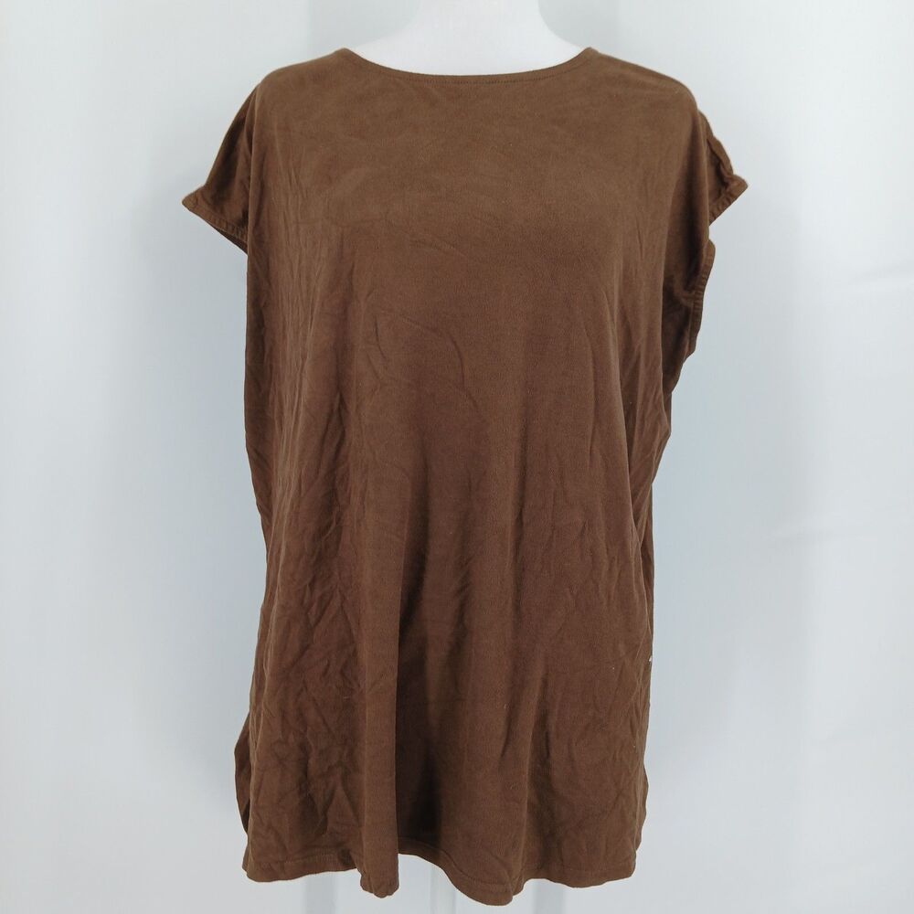 Attention Women's Brown Cap Sleeve T-Shirt Size XL Short Sleeve Tee Top Y2K